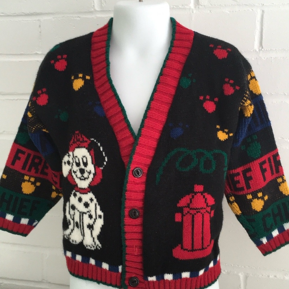 Boy Toddler Size 2T Classic Colorful Firedog Dalmatian Cardigan Sweater